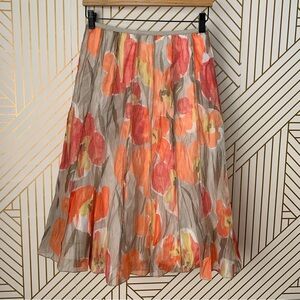 Nic+Zoe watercolor Pastel Floral Flirt Skirt A line gauze layered flowy skirt 2